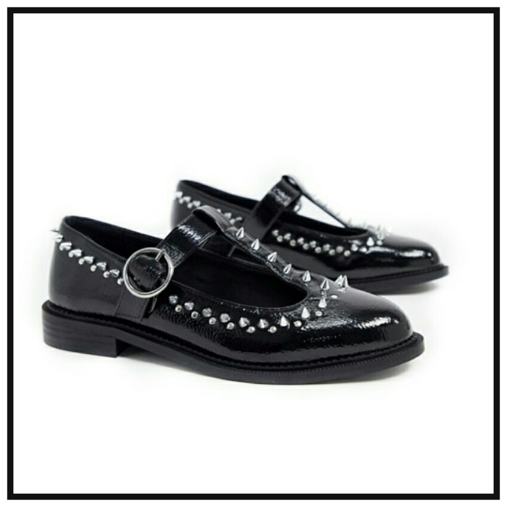 ASOS Black Spiked Mary Jane Shoes